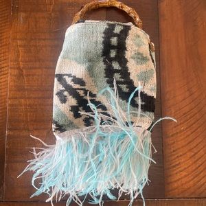 Funky Chinese Lantern shaped purse with feathers